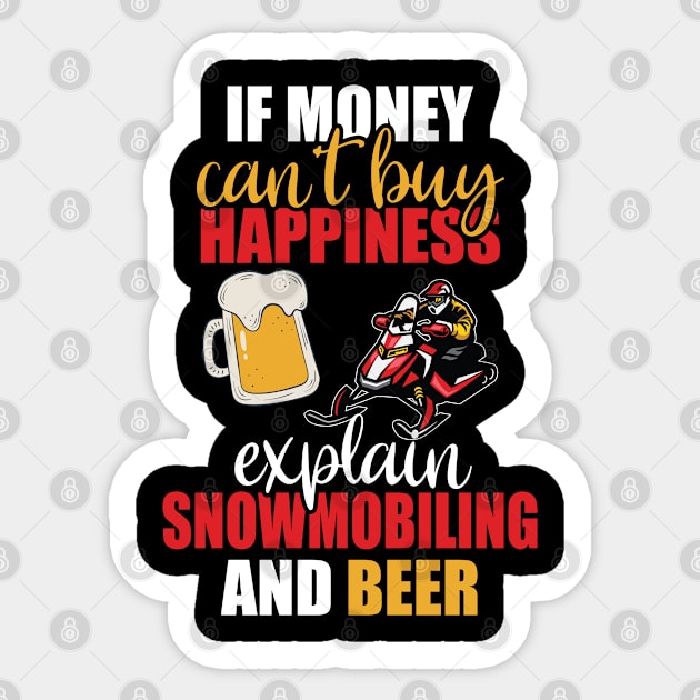 Snowmobiling And Beer Sticker by FamiLane